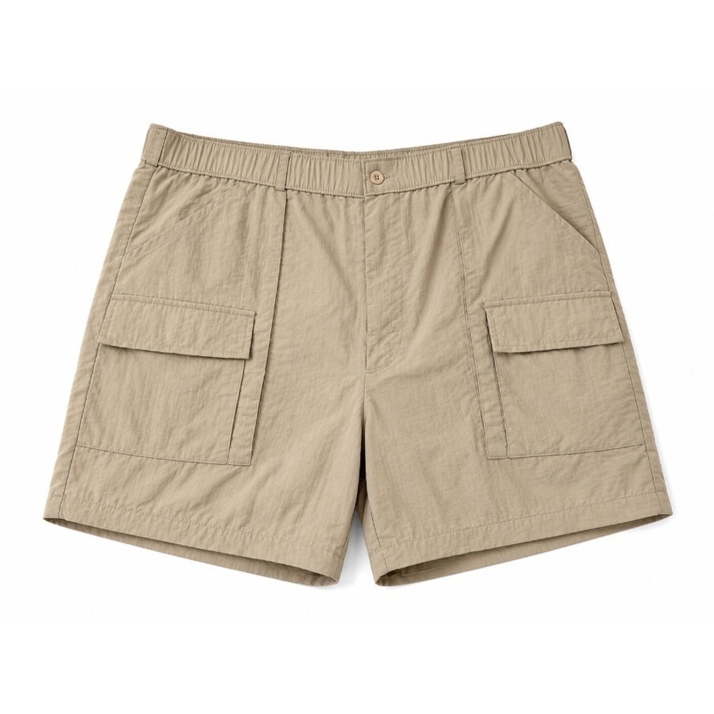Sportif USA Mens Khaki Cargo Shorts 100% Nylon Elastic Waist Size L